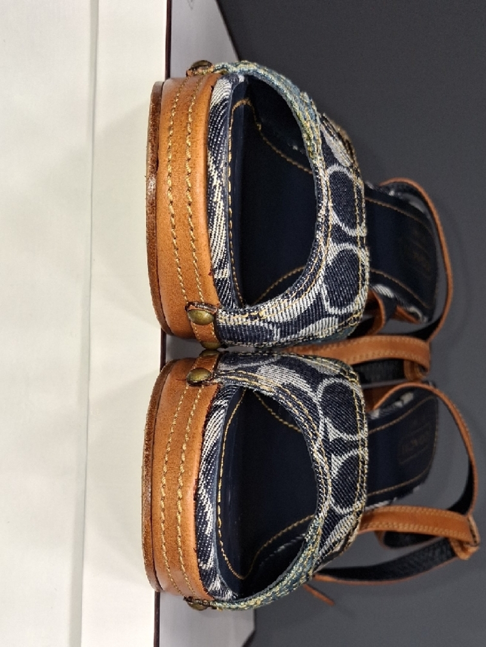 Vintage Coach Denim Patch Espadrille Wedges - Brown/Blue - Picture 14 of 17